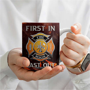 Firefighter Gifts For Men Coffee Mug First In Last Out American Flag TB10 Print Your Wear