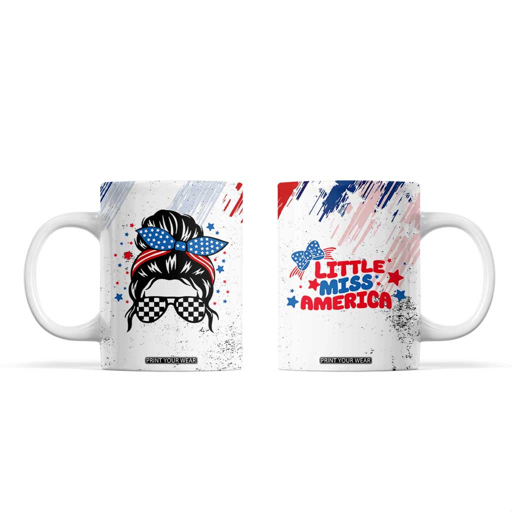 Little Miss America Coffee Mug Baby Girl 4th of July Checkered TB10 White Print Your Wear