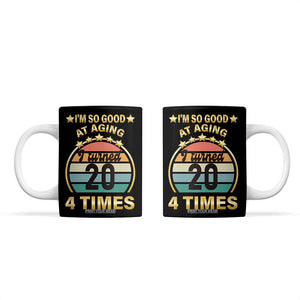 80th Birthday Coffee Mug Turning 20 4 Times Retro 1946 80 Year Old Birthday TB10 Black Print Your Wear