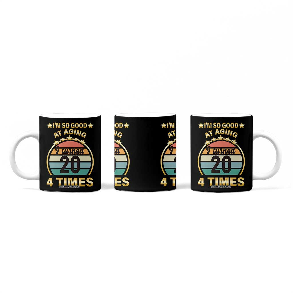 80th Birthday Coffee Mug Turning 20 4 Times Retro 1946 80 Year Old Birthday TB10 Print Your Wear
