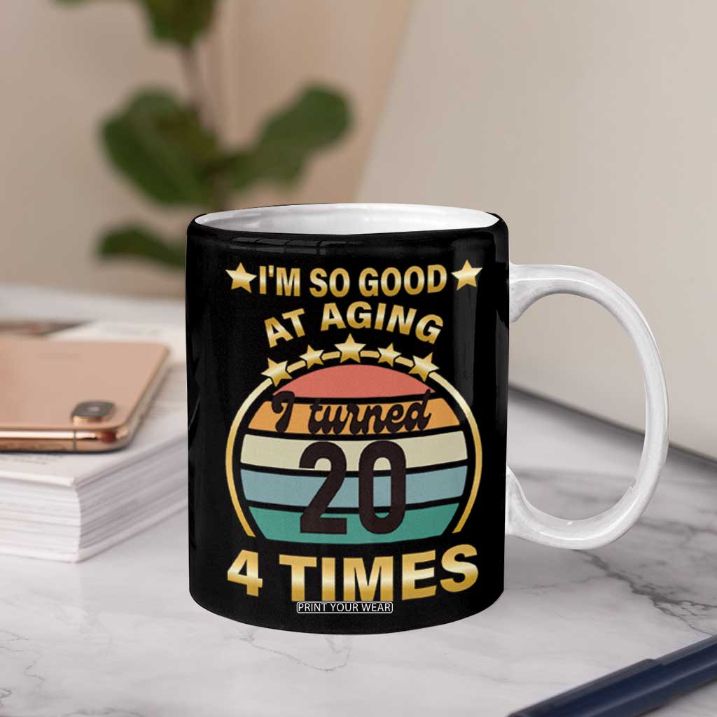 80th Birthday Coffee Mug Turning 20 4 Times Retro 1946 80 Year Old Birthday TB10 Print Your Wear