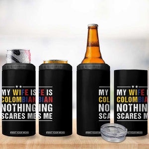 Gift for Colombian Husband Father Dad Birthday 4 in 1 Can Cooler Tumbler My Wife Is Colombian Nothing Scares Me Colombia Coffee Cup Tea TB10 Print Your Wear