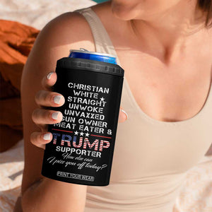 Trump Supporter Christian 4 in 1 Can Cooler Tumbler White Straight Unwoke Unvaxxed TB10 Print Your Wear