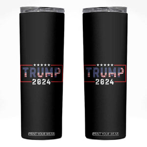 Trump 2024 Skinny Tumbler 45 47 American Election Republican Conservative US Flag TB10 Black Print Your Wear