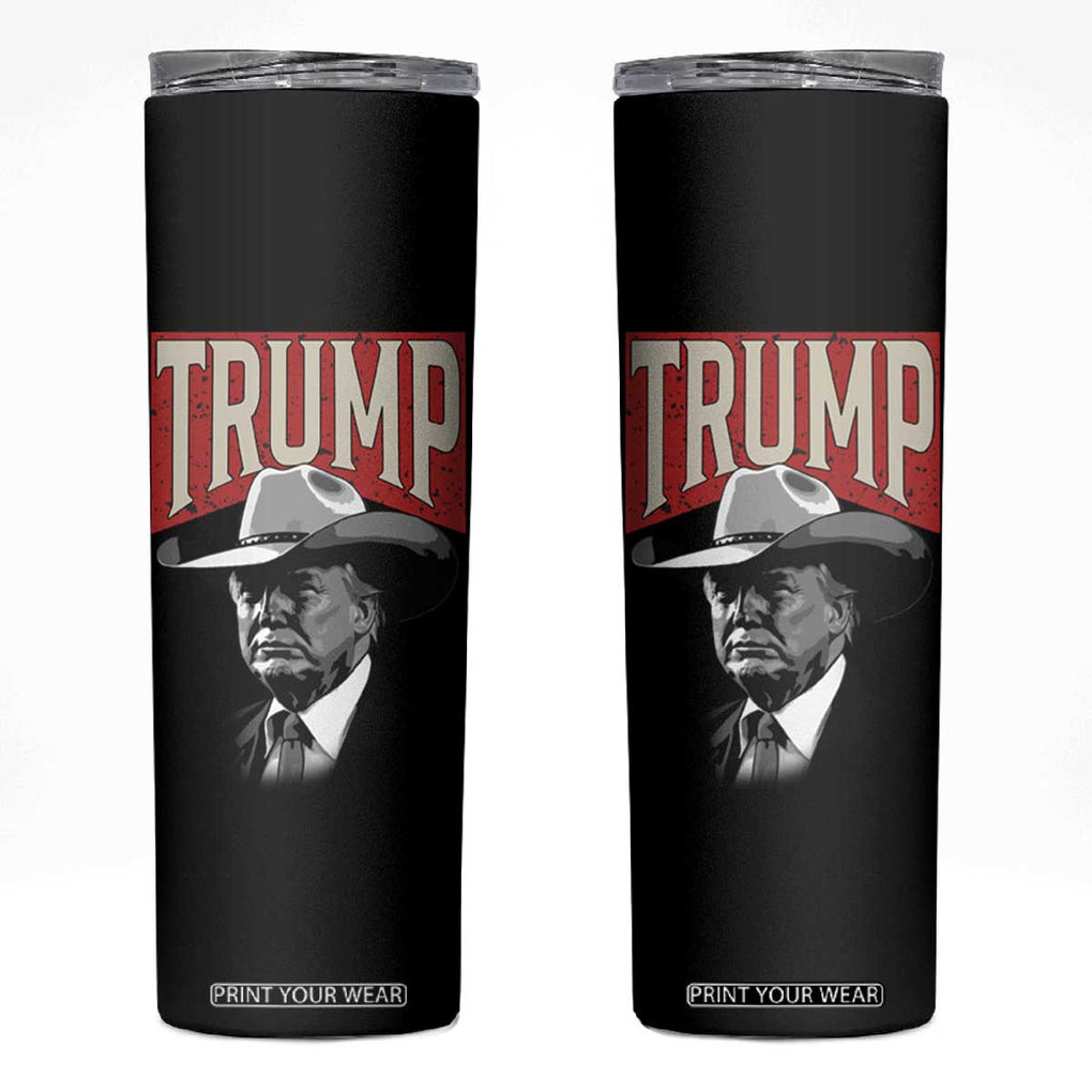 Trump Cowboy Western Skinny Tumbler 2024 Election TB10 Black Print Your Wear