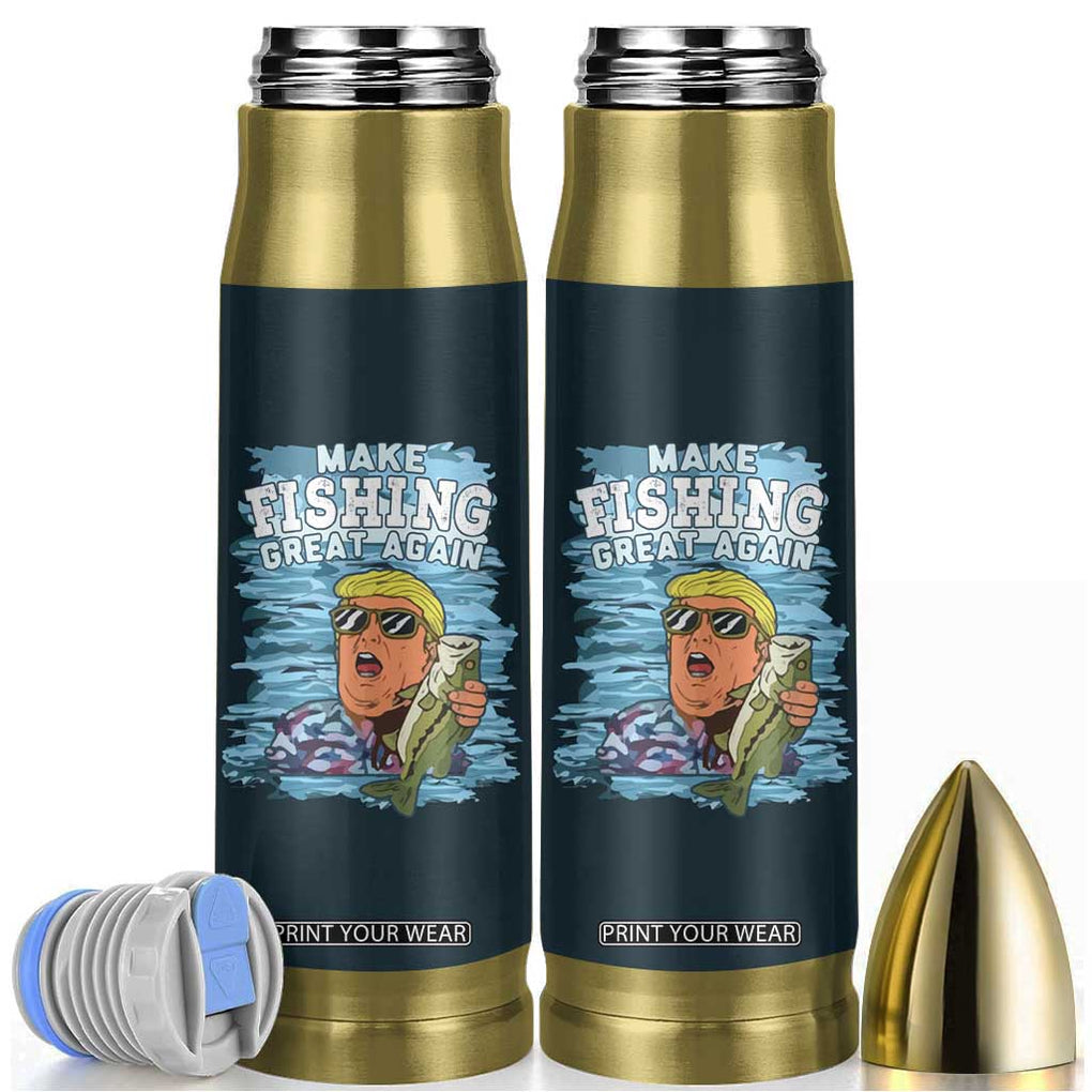 Trump 2024 Fisherman Angler Gift Bullet Tumbler Make Fishing Great Again Ryder Cup TB10 Green Print Your Wear