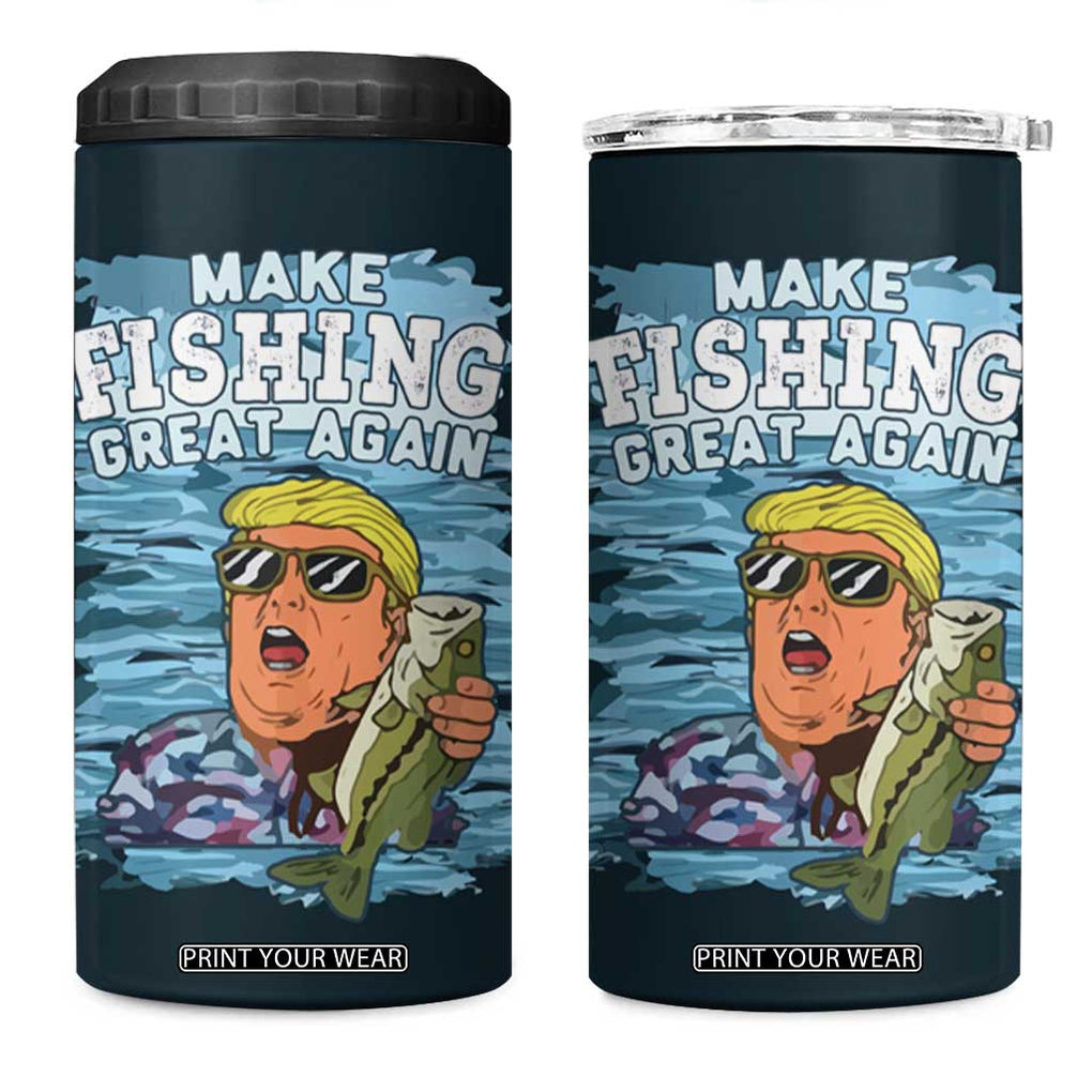 Trump 2024 Fisherman Angler Gift 4 in 1 Can Cooler Tumbler Make Fishing Great Again Ryder Cup TB10 One Size: 16 oz Green Print Your Wear