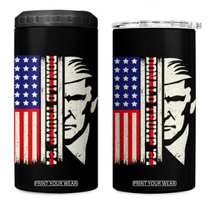 Pro Republican Vote Trump 2024 4 in 1 Can Cooler Tumbler USA American Flag TB10 One Size: 16 oz Black Print Your Wear