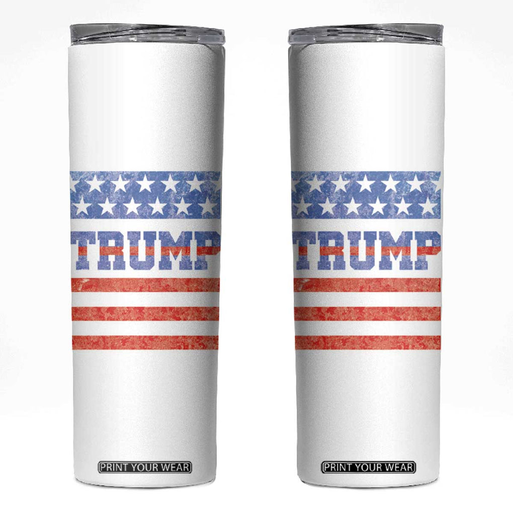 Trump Skinny Tumbler 45 47 2024 American Election Republican Conservative US Flag TB10 White Print Your Wear