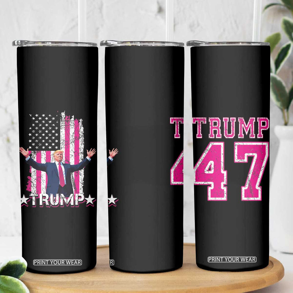 Trump 2024 Election Skinny Tumbler 2024 Trump Pink 45-47 American Flag TB10 Print Your Wear