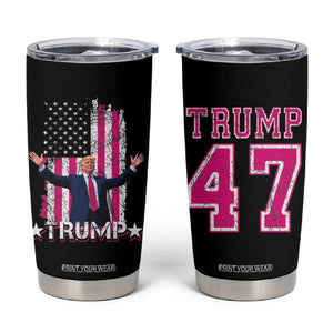 Trump 2024 Election Tumbler Cup 2024 Trump Pink 45-47 American Flag TB10 Black Print Your Wear