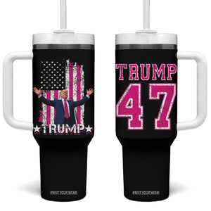 Trump 2024 Election Tumbler With Handle 2024 Trump Pink 45-47 American Flag TB10 One Size: 40 oz Black Print Your Wear