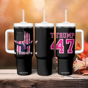 Trump 2024 Election Tumbler With Handle 2024 Trump Pink 45-47 American Flag TB10 Print Your Wear