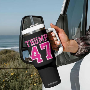 Trump 2024 Election Tumbler With Handle 2024 Trump Pink 45-47 American Flag TB10 Print Your Wear