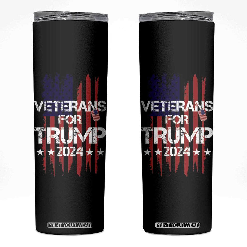 Veterans For Trump 2024 Skinny Tumbler American USA Flag Dad Grandpa 4th Of July TB10 Black Print Your Wear