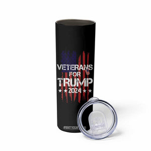 Veterans For Trump 2024 Skinny Tumbler American USA Flag Dad Grandpa 4th Of July TB10 Print Your Wear