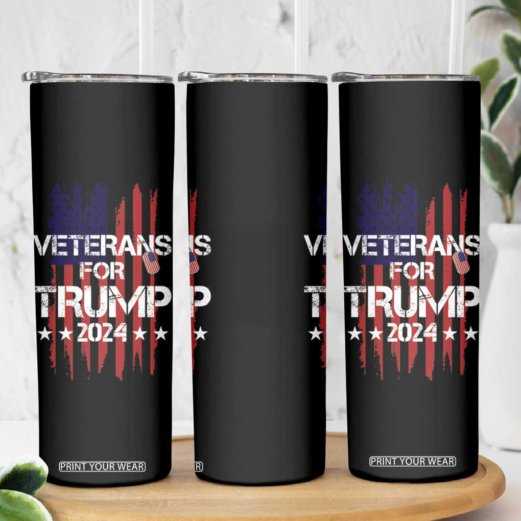 Veterans For Trump 2024 Skinny Tumbler American USA Flag Dad Grandpa 4th Of July TB10 Print Your Wear