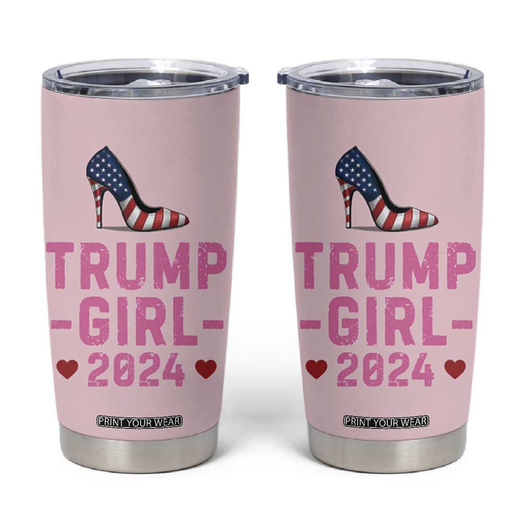 Trump Girl 2024 Tumbler Cup High Heel Stilettos American Flag US Election TB10 Pink Print Your Wear