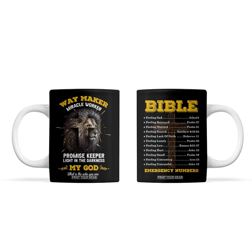 Christian Gifts for Men Coffee Mug Vintage Waymaker Miracle Worker Lion Faith Believer TB10 Black Print Your Wear