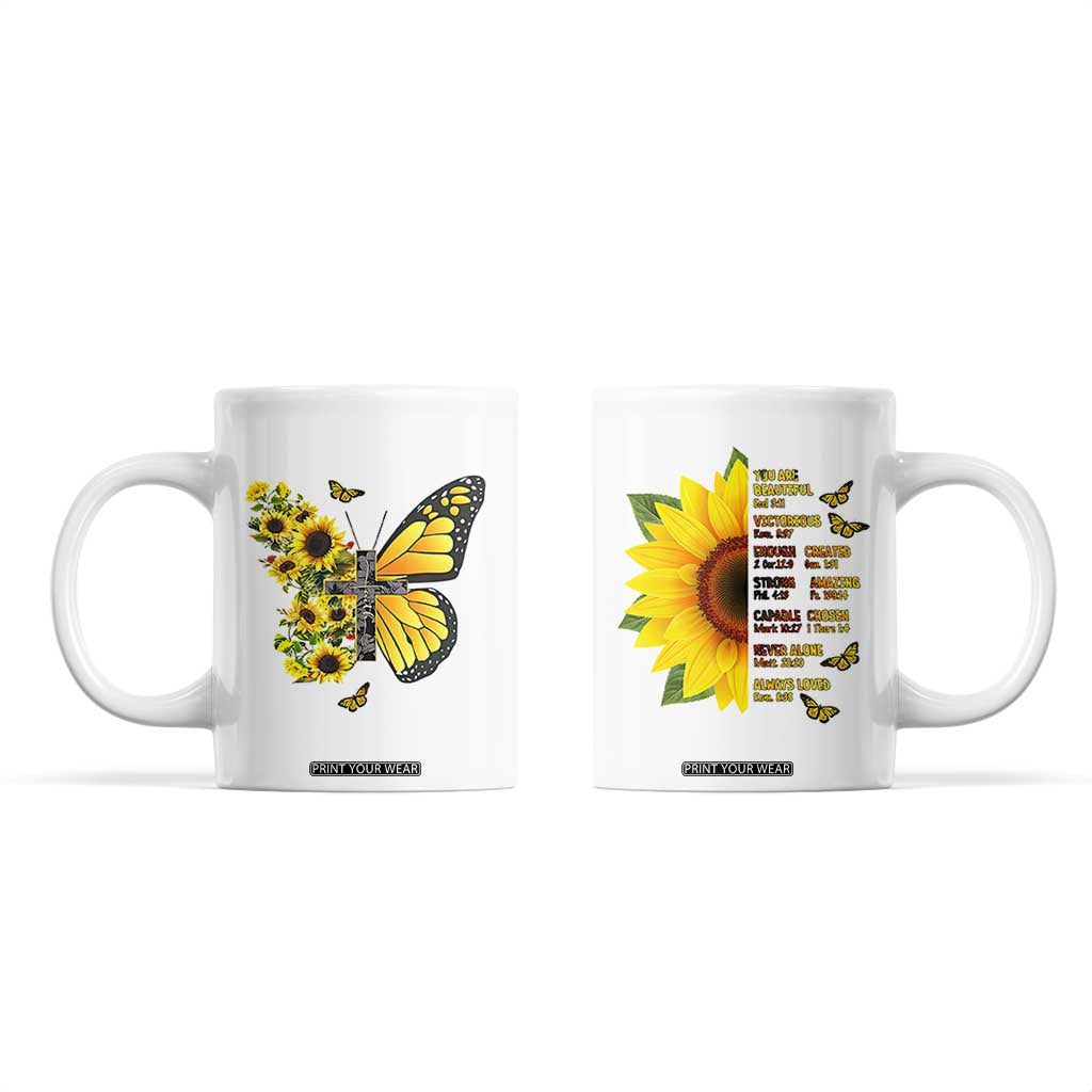 Sunflower Christian Gifts for Women Coffee Mug Flower Inspiration Religious Bible Verse Encouragement TB10 White Print Your Wear