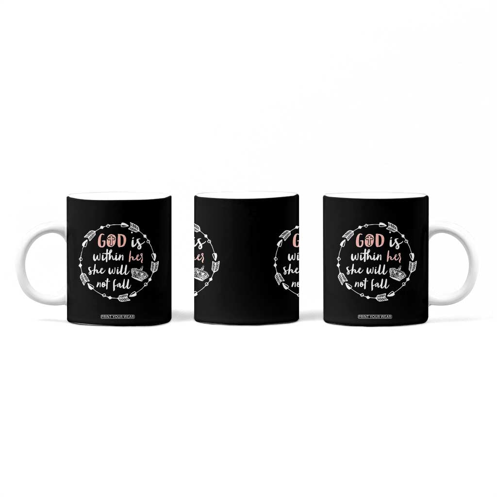 Religious Gift For Her Coffee Mug God Is Within Her She Will Not Fall Bible Verse TB10 Print Your Wear
