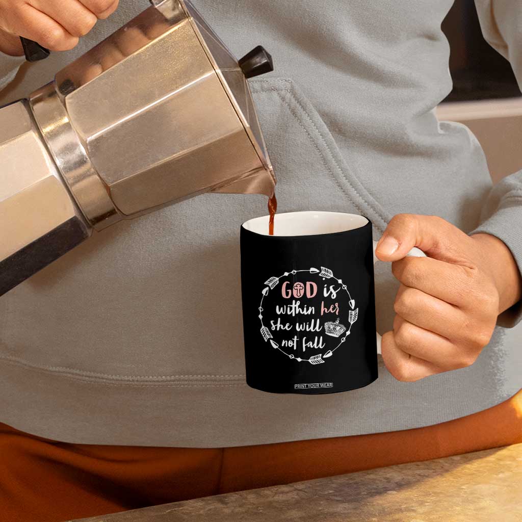 Religious Gift For Her Coffee Mug God Is Within Her She Will Not Fall Bible Verse TB10 Print Your Wear