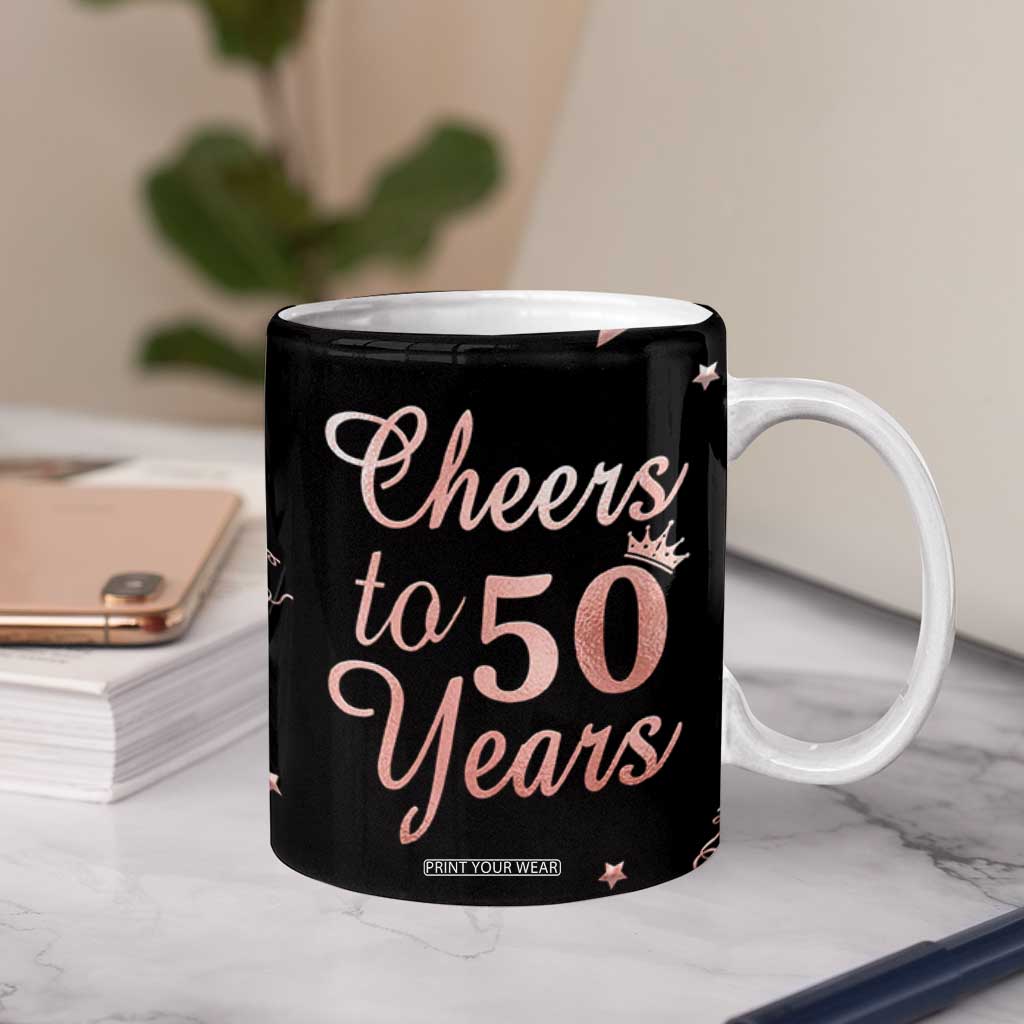 Cheers To 50 Years Coffee Mug 50th Anniversary Fifty Birthday TB10 Print Your Wear