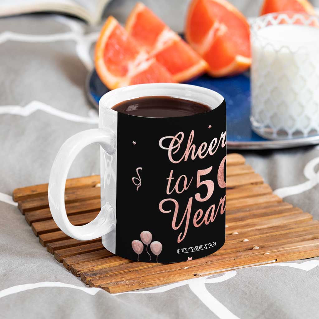 Cheers To 50 Years Coffee Mug 50th Anniversary Fifty Birthday TB10 Print Your Wear