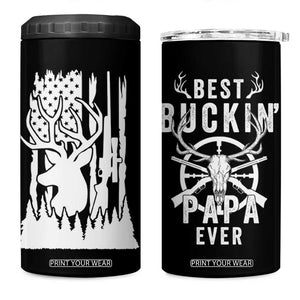 Deer Hunting Dad 4 in 1 Can Cooler Tumbler Best Buckin' Papa Ever American Flag TB10 One Size: 16 oz Black Print Your Wear