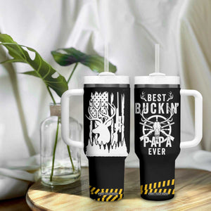 Deer Hunting Dad Tumbler With Handle Best Buckin' Papa Ever American Flag TB10 Print Your Wear