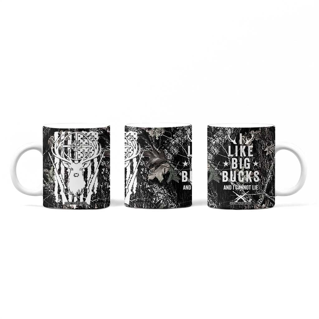 Funny Hunting Coffee Mug Camo Deer American Flag I Like Big Bucks I Cannot Lie TB10 Print Your Wear