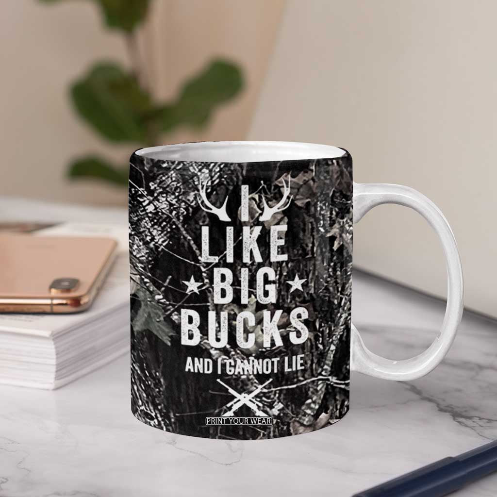 Funny Hunting Coffee Mug Camo Deer American Flag I Like Big Bucks I Cannot Lie TB10 Print Your Wear