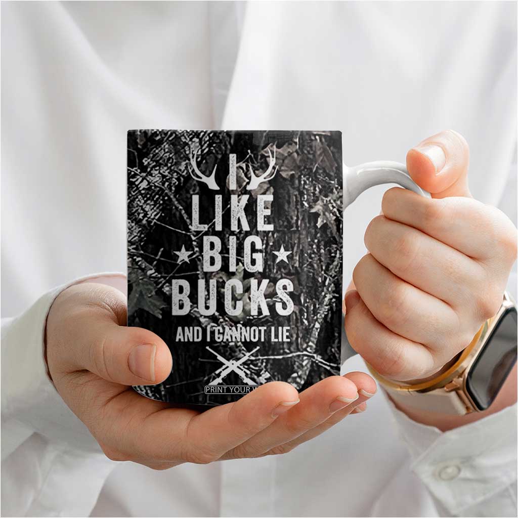 Funny Hunting Coffee Mug Camo Deer American Flag I Like Big Bucks I Cannot Lie TB10 Print Your Wear