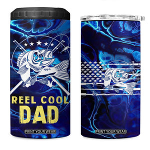 Funny Fishing Gift 4 in 1 Can Cooler Tumbler Reel Cool Dad Gifts American Flag TB10 One Size: 16 oz Navy Print Your Wear