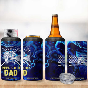 Funny Fishing Gift 4 in 1 Can Cooler Tumbler Reel Cool Dad Gifts American Flag TB10 Print Your Wear