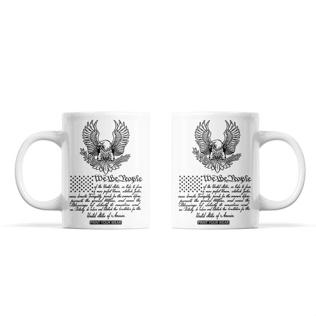 American Flag Patriotic Coffee Mug USA US Constitution 4th of July We The People 1776 Flag TB10 White Print Your Wear