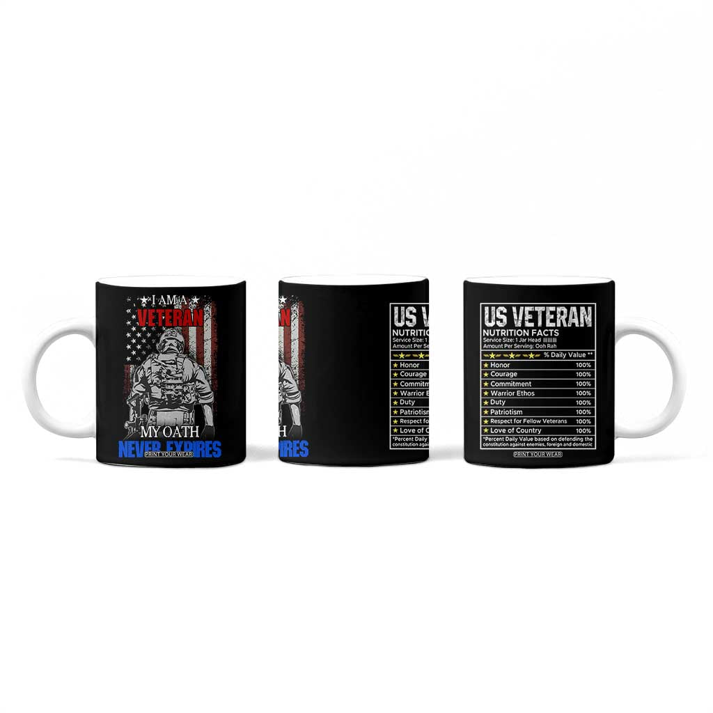 US Veteran Coffee Mug I am A Veteran My Oath Never Expires Distressed US Flag TB10 Print Your Wear