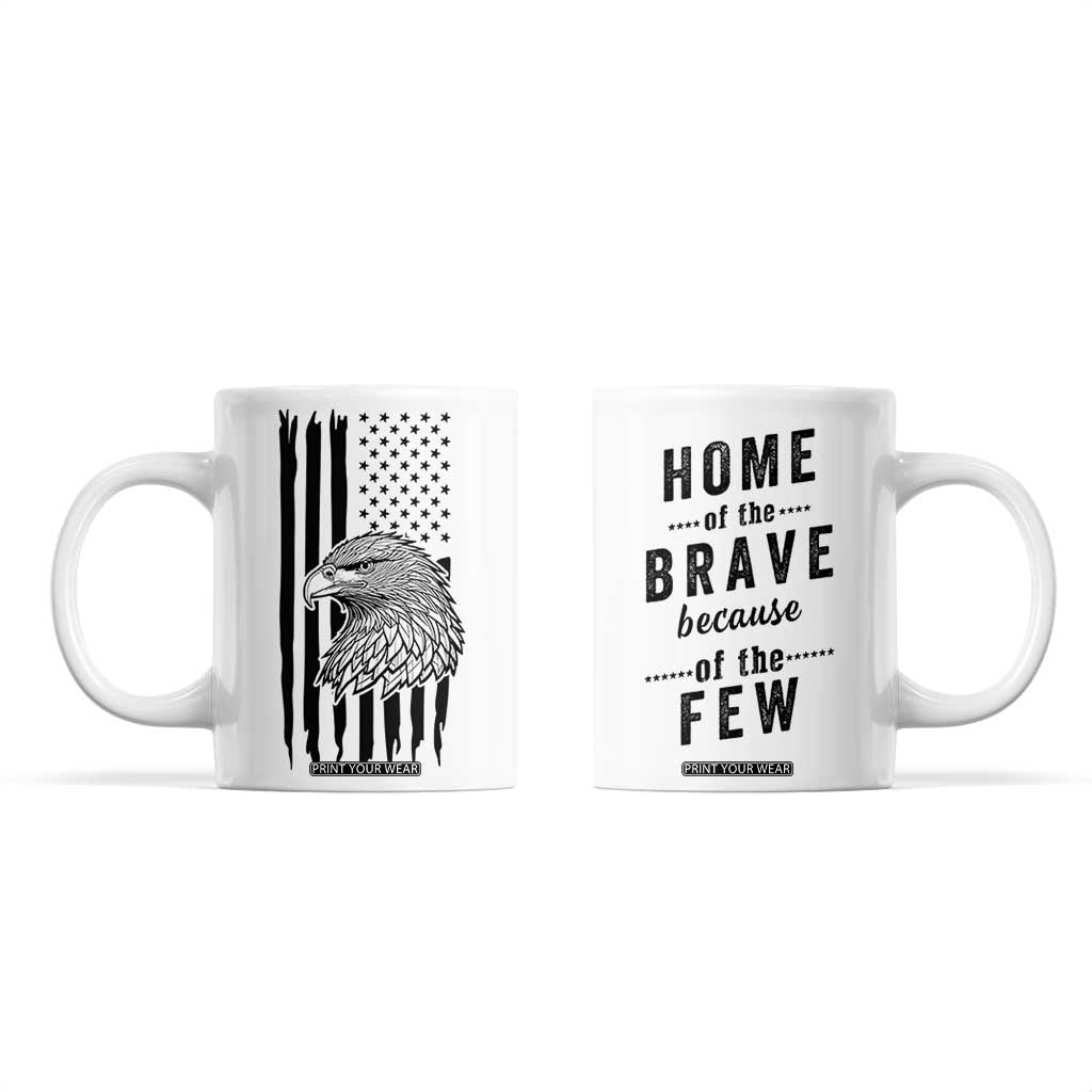 American Flag Patriotic Coffee Mug Land Of The Free Because Of The Brave Bald EagleUSA Flag TB10 White Print Your Wear