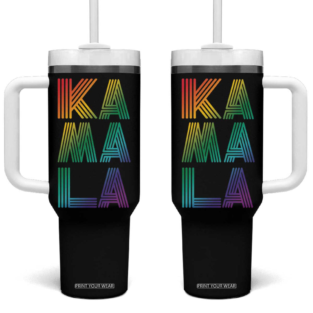 Kamala 2024 Tumbler With Handle LGBTQ Gay Pride Lesbian Support Madam President Fans Of Harris Gift TB10 One Size: 40 oz Black Print Your Wear