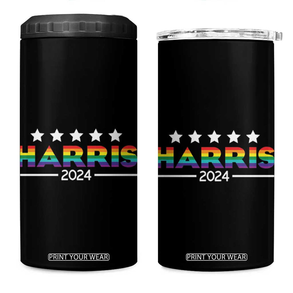 Kamala Madam President 4 in 1 Can Cooler Tumbler Harris 2024 LGBT Flag Gay Pride Month Transgender Rainbow Lesbian TB10 One Size: 16 oz Black Print Your Wear