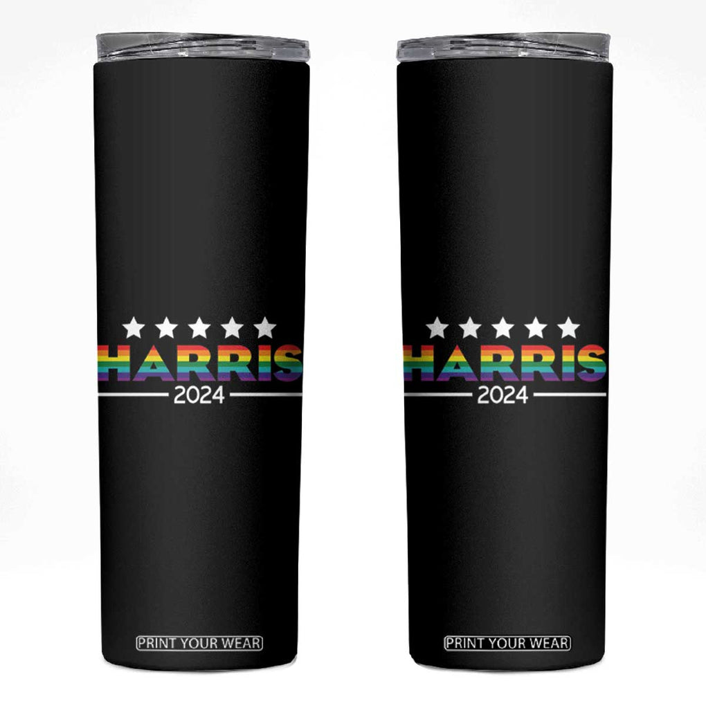 Kamala Madam President Skinny Tumbler Harris 2024 LGBT Flag Gay Pride Month Transgender Rainbow Lesbian TB10 Black Print Your Wear