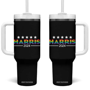 Kamala Madam President Tumbler With Handle Harris 2024 LGBT Flag Gay Pride Month Transgender Rainbow Lesbian TB10 One Size: 40 oz Black Print Your Wear