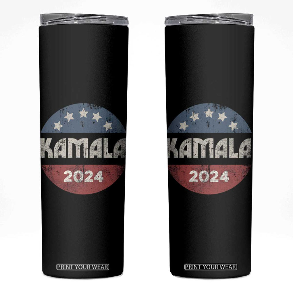 Kamala 2024 Skinny Tumbler Retro Campaign Button Madam President TB10 Black Print Your Wear