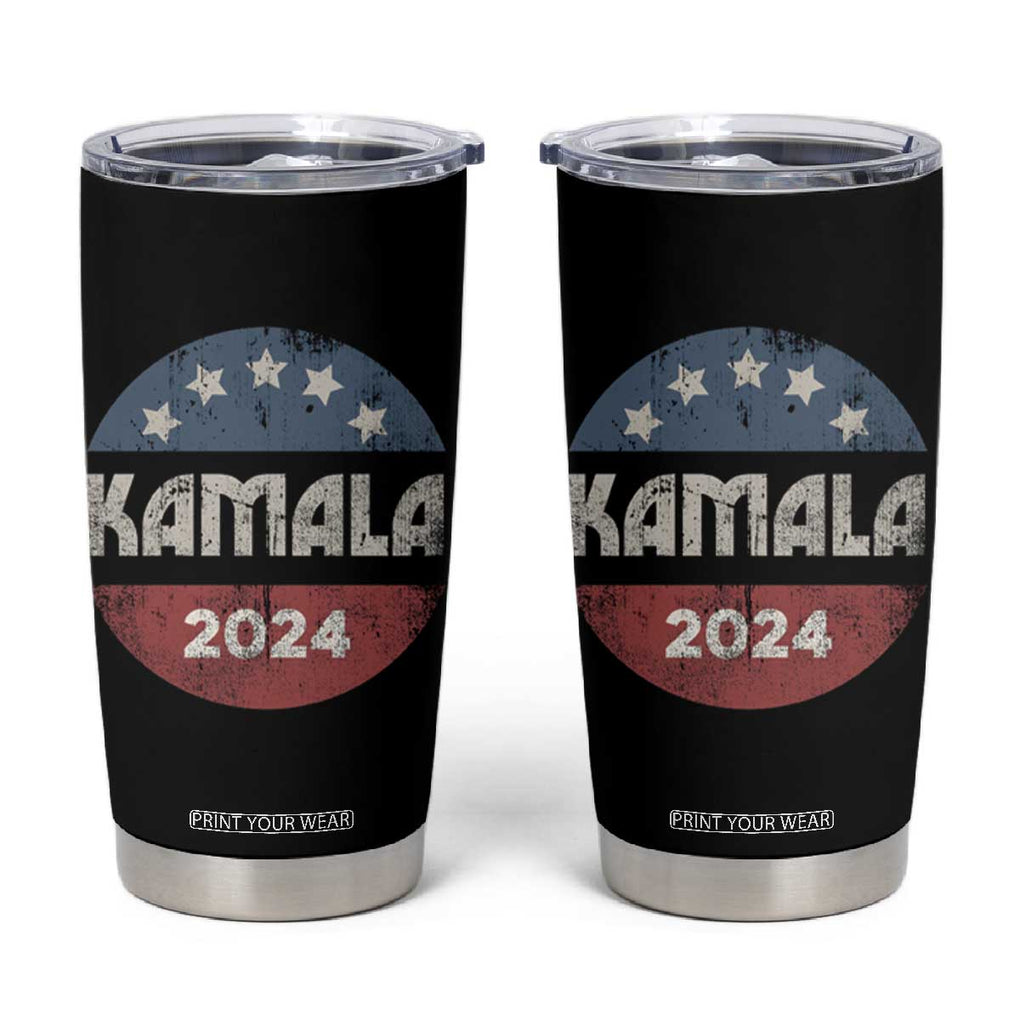 Kamala 2024 Tumbler Cup Retro Campaign Button Madam President TB10 Black Print Your Wear