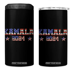 Kamala 2024 4 in 1 Can Cooler Tumbler Retro American USA Flag Kamala Madam President Fans Of Harris Gift TB10 One Size: 16 oz Black Print Your Wear