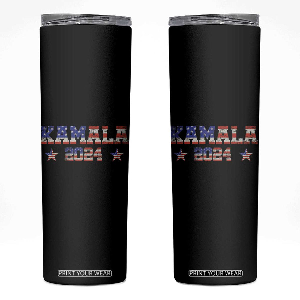 Kamala 2024 Skinny Tumbler Retro American USA Flag Kamala Madam President Fans Of Harris Gift TB10 Black Print Your Wear