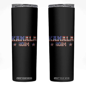 Kamala 2024 Skinny Tumbler Retro American USA Flag Kamala Madam President Fans Of Harris Gift TB10 Black Print Your Wear