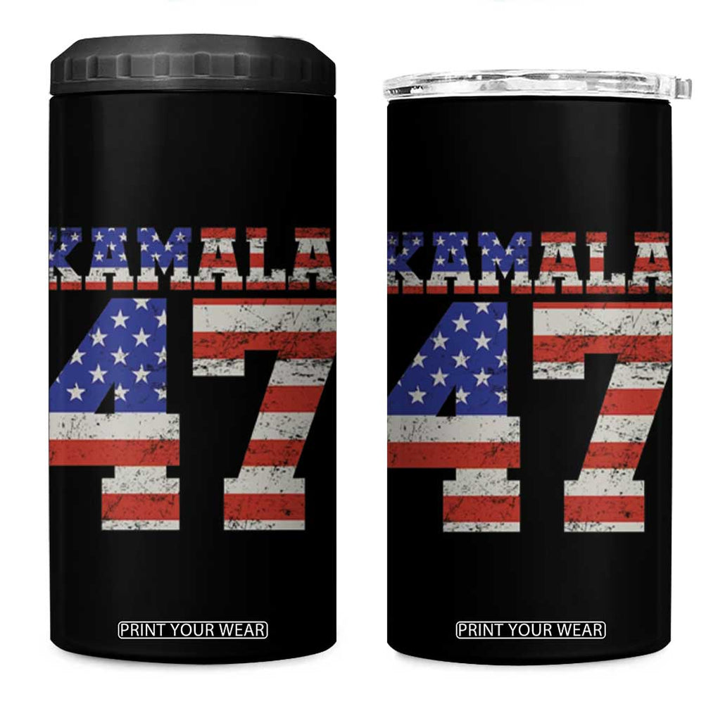 Kamala 2024 4 in 1 Can Cooler Tumbler 47th Support Madam President American Election US Flag TB10 One Size: 16 oz Black Print Your Wear