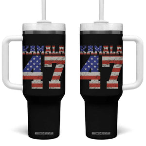 Kamala 2024 Tumbler With Handle 47th Support Madam President American Election US Flag TB10 One Size: 40 oz Black Print Your Wear