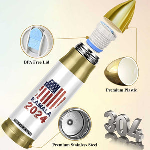 Kamala 2024 Bullet Tumbler Madam Vice President Fans Of Harris Gift Retro American USA Flag TB10 Print Your Wear